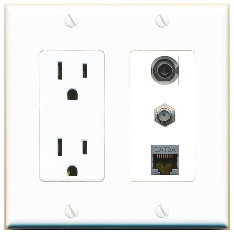 1 3.5mm 1 CAT6A 1 COAX Wall Plate [White]