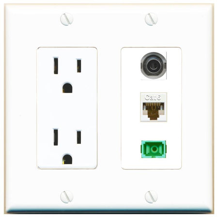 1 3.5mm 1 CAT6 1 SC-APC-SX Wall Plate [White]