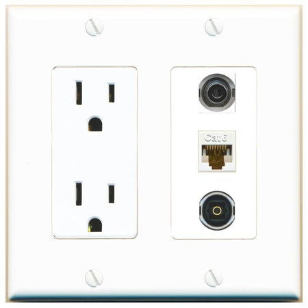 1 3.5mm 1 CAT6 1 TOSLINK Wall Plate [White]