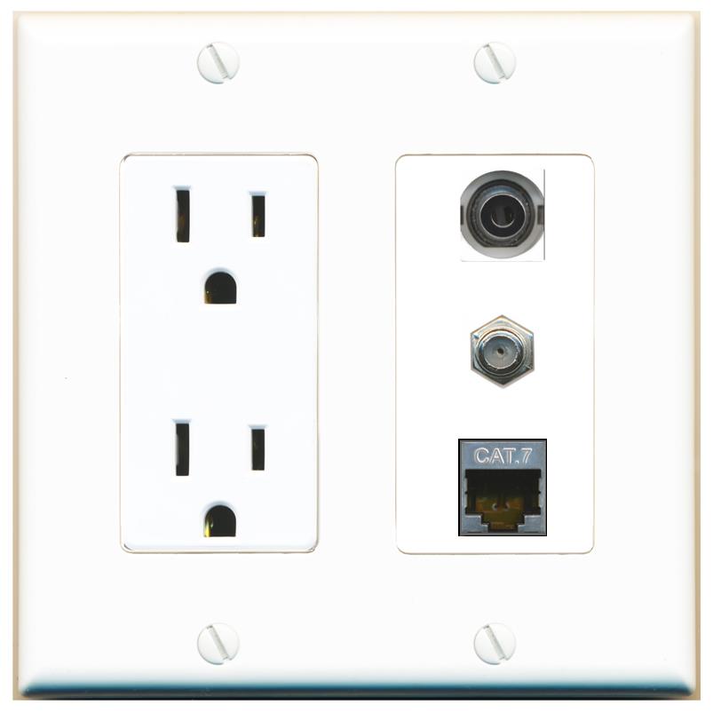 1 3.5mm 1 CAT7 1 COAX Wall Plate [White]