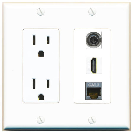 1 3.5mm 1 CAT7 1 HDMI Wall Plate [White]
