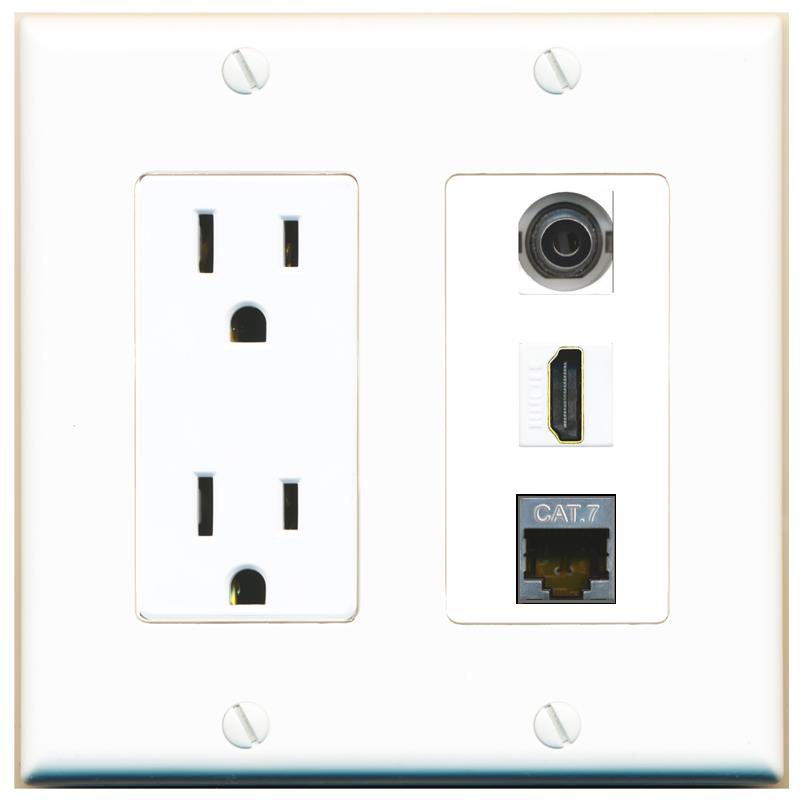 1 3.5mm 1 CAT7 1 HDMI Wall Plate [White]
