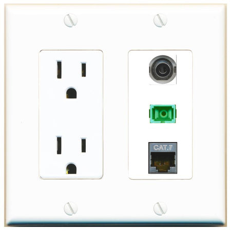 1 3.5mm 1 CAT7 1 SC-APC-SX Wall Plate [White]