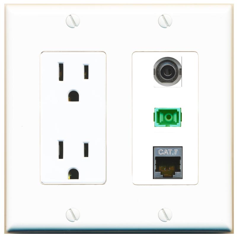 1 3.5mm 1 CAT7 1 SC-APC-SX Wall Plate [White]