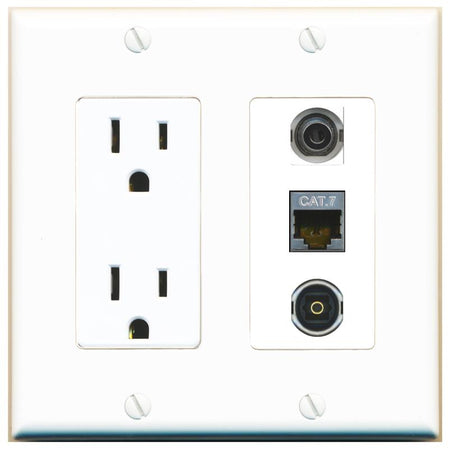 1 3.5mm 1 CAT7 1 TOSLINK Wall Plate [White]
