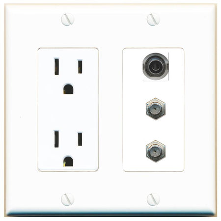 1 3.5mm 2 COAX Wall Plate [White]