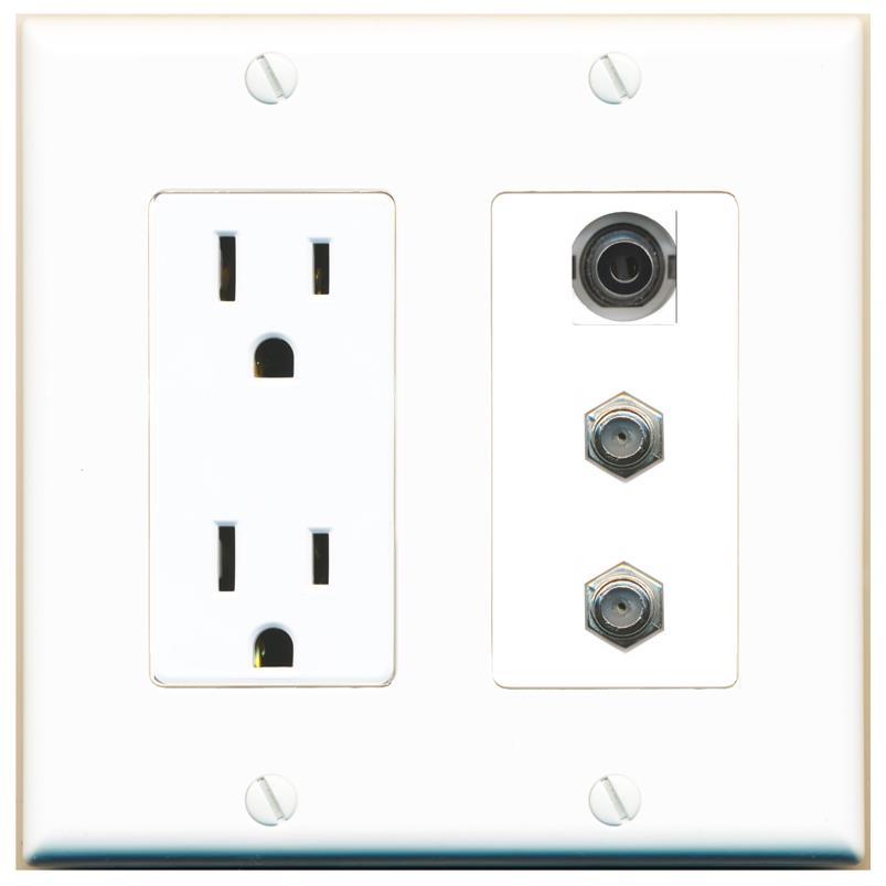 1 3.5mm 2 COAX Wall Plate [White]