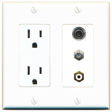 1 3.5mm 1 COAX 1 RCA-WHITE Wall Plate [White]
