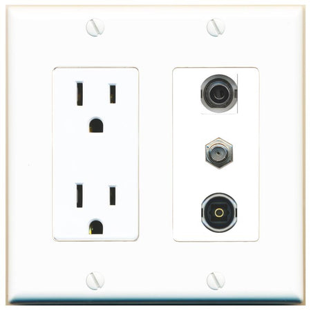 1 3.5mm 1 COAX 1 TOSLINK Wall Plate [White]