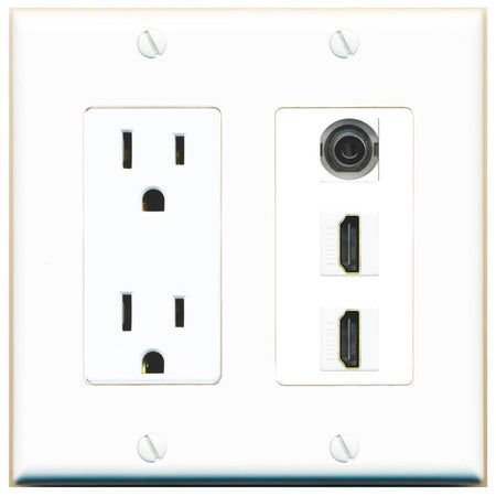 1 3.5mm 2 HDMI Wall Plate [White]