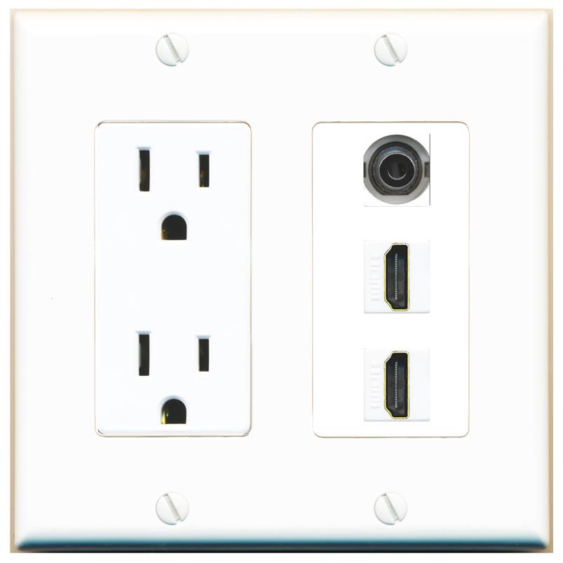 1 3.5mm 2 HDMI Wall Plate [White]