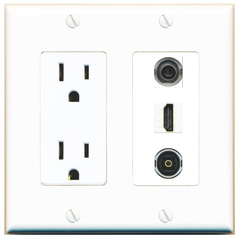 1 3.5mm 1 HDMI 1 TOSLINK Wall Plate [White]