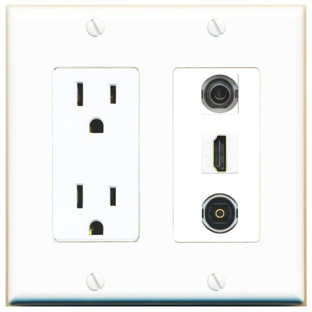 1 3.5mm 1 HDMI 1 TOSLINK Wall Plate [White]