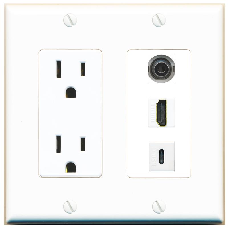 1 3.5mm 1 HDMI 1 USBC Wall Plate [White]