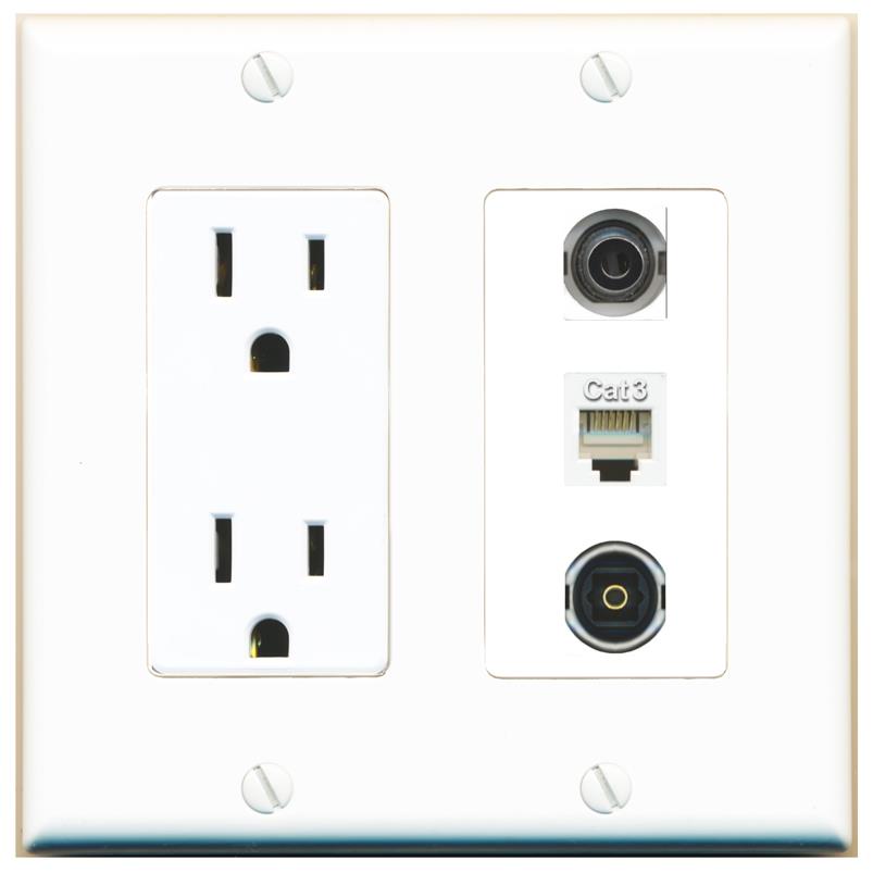 1 3.5mm 1 PHONE 1 TOSLINK Wall Plate [White]