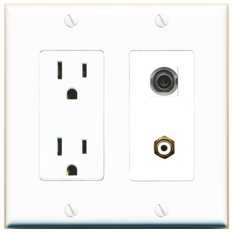 3.5mm RCA-WHITE Wall Plate [White]