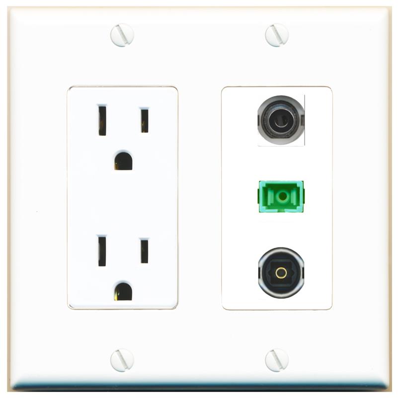 1 3.5mm 1 SC-APC-SX 1 TOSLINK Wall Plate [White]