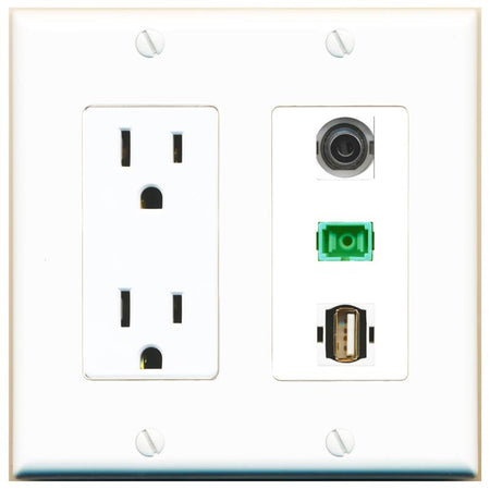 1 3.5mm 1 SC-APC-SX 1 USB2 Wall Plate [White]