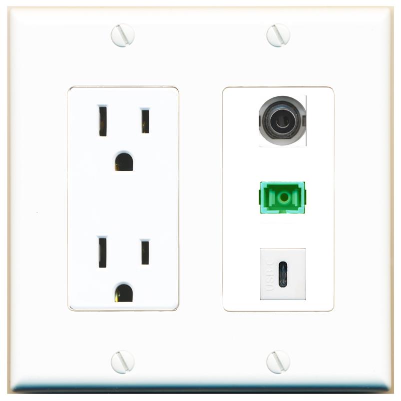 1 3.5mm 1 SC-APC-SX 1 USBC Wall Plate [White]