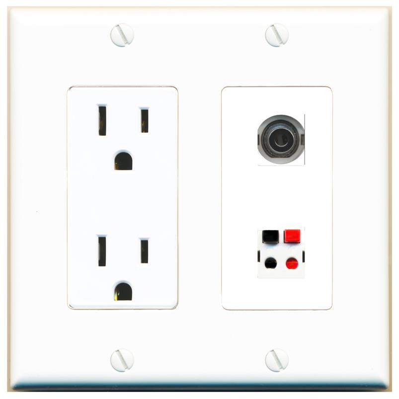 3.5mm SPEAKER Wall Plate [White]