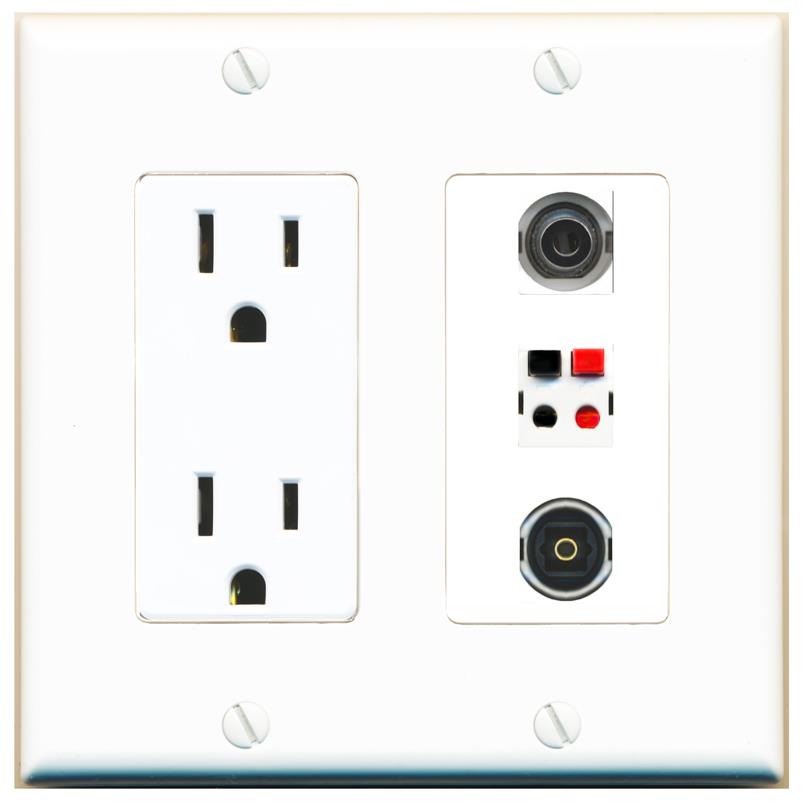 1 3.5mm 1 SPEAKER 1 TOSLINK Wall Plate [White]