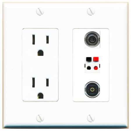 1 3.5mm 1 SPEAKER 1 TOSLINK Wall Plate [White]