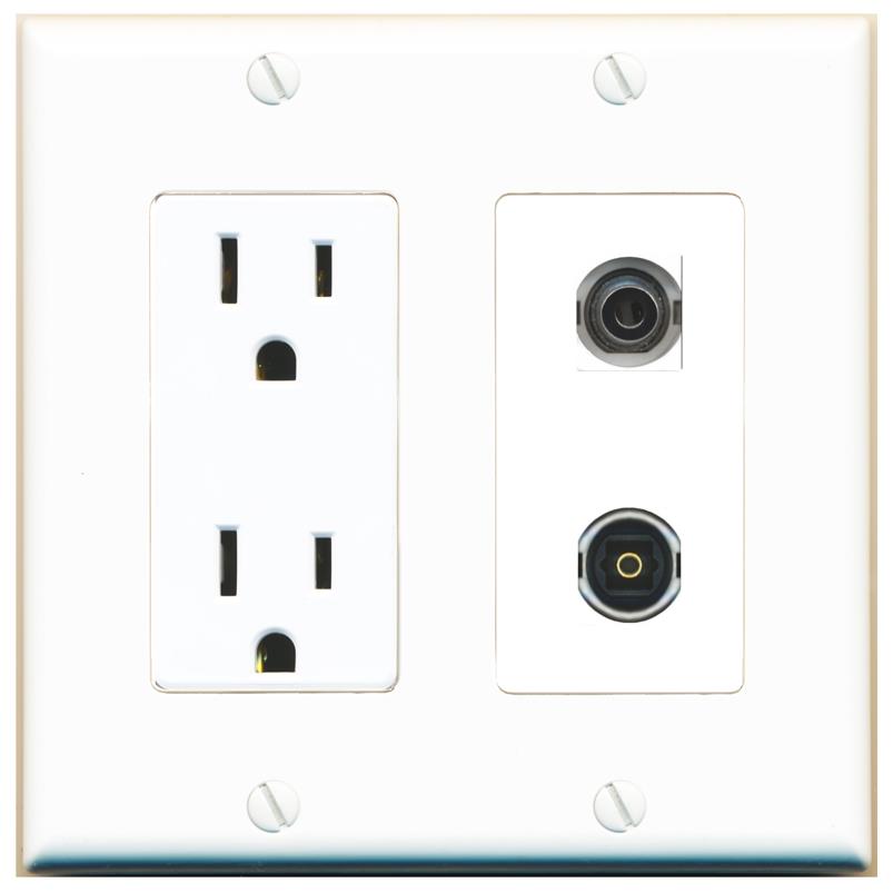 3.5mm TOSLINK Wall Plate [White]