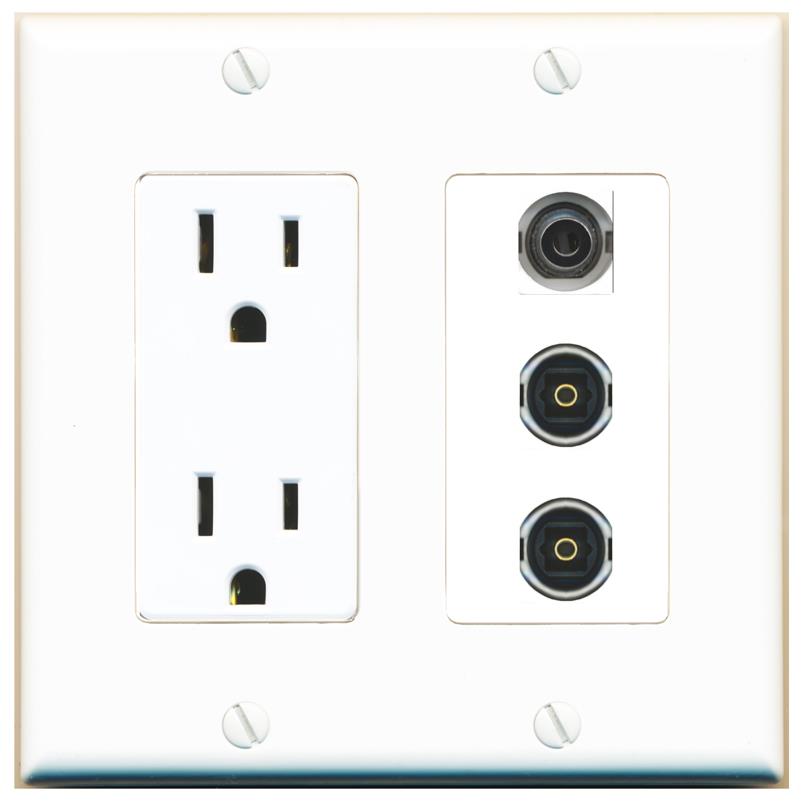 1 3.5mm 2 TOSLINK Wall Plate [White]