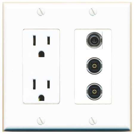 1 3.5mm 2 TOSLINK Wall Plate [White]