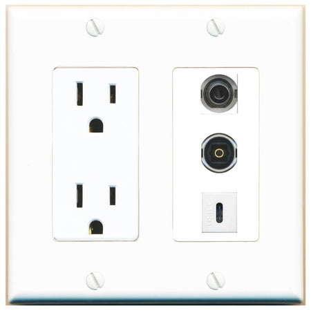 1 3.5mm 1 TOSLINK 1 USBC Wall Plate [White]