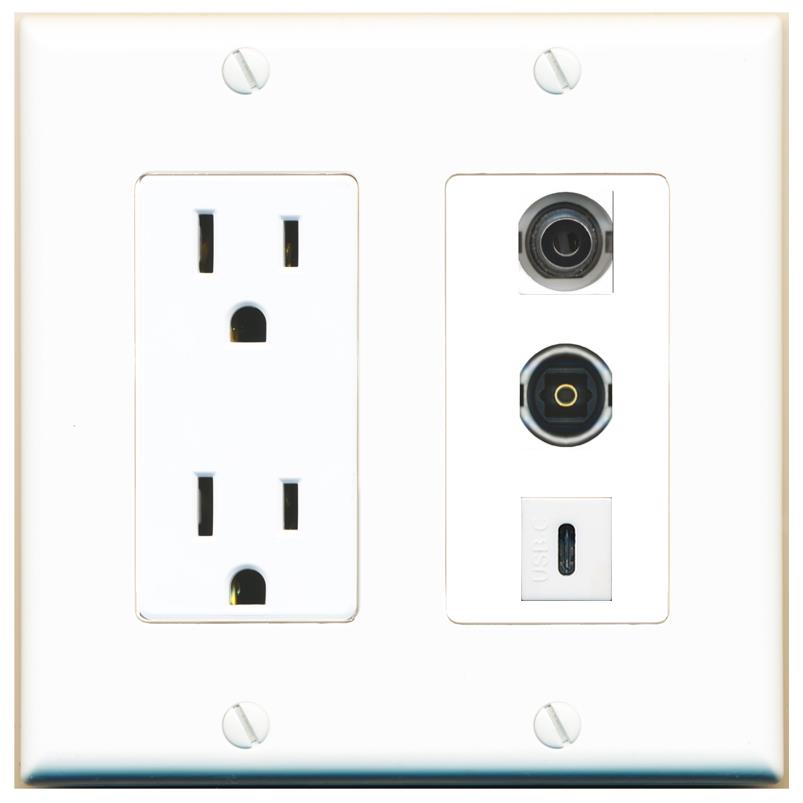 1 3.5mm 1 TOSLINK 1 USBC Wall Plate [White]