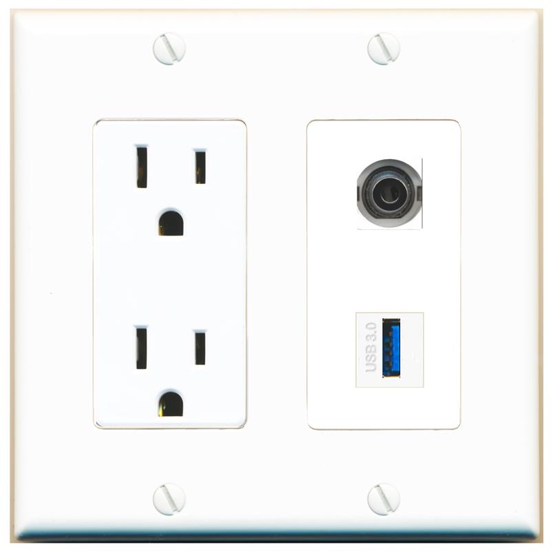 3.5mm USB-3 Wall Plate [White]