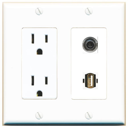 3.5mm USB2 Wall Plate [White]
