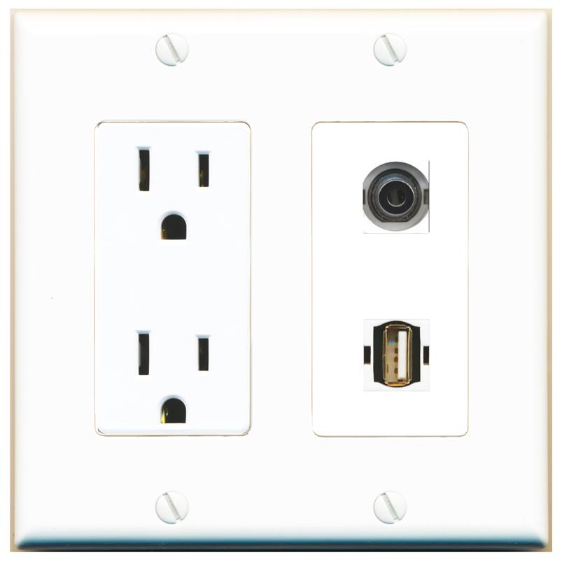 3.5mm USB2 Wall Plate [White]