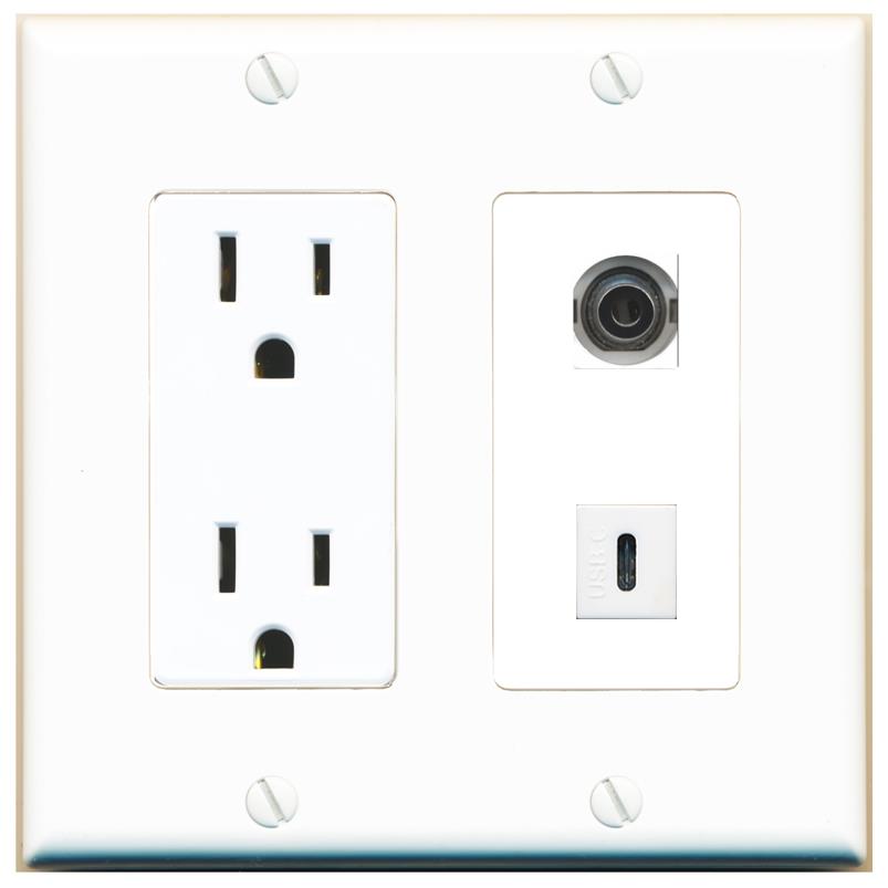 3.5mm USBC Wall Plate [White]