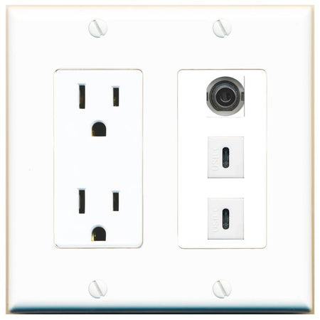 1 3.5mm 2 USBC Wall Plate [White]