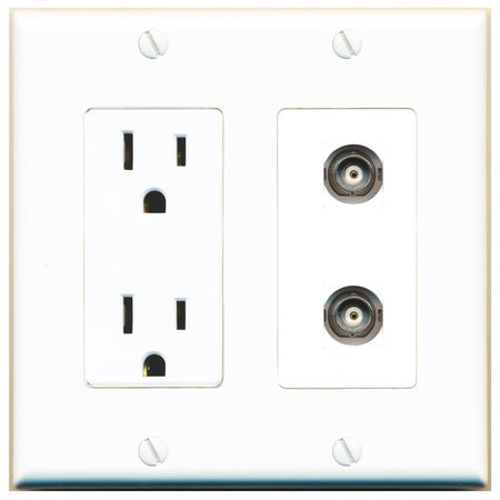 2 BNC Wall Plate [White]