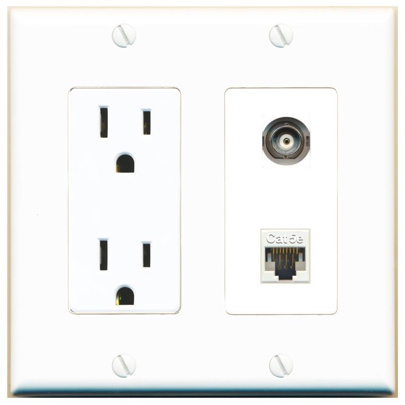 BNC CAT5E Wall Plate [White]