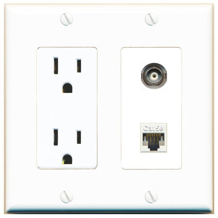 BNC CAT5E Wall Plate [White]