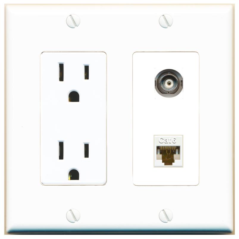 BNC CAT6 Wall Plate [White]