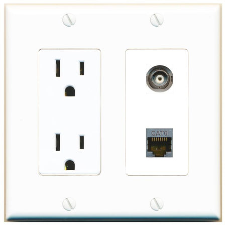 BNC CAT6-SHIELDED Wall Plate [White]