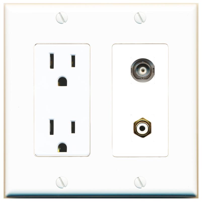 BNC RCA-WHITE Wall Plate [White]