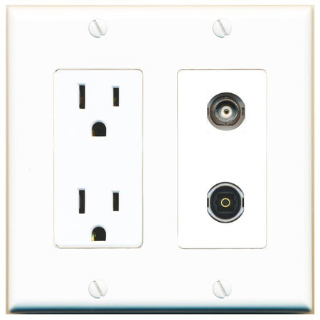 BNC TOSLINK Wall Plate [White]