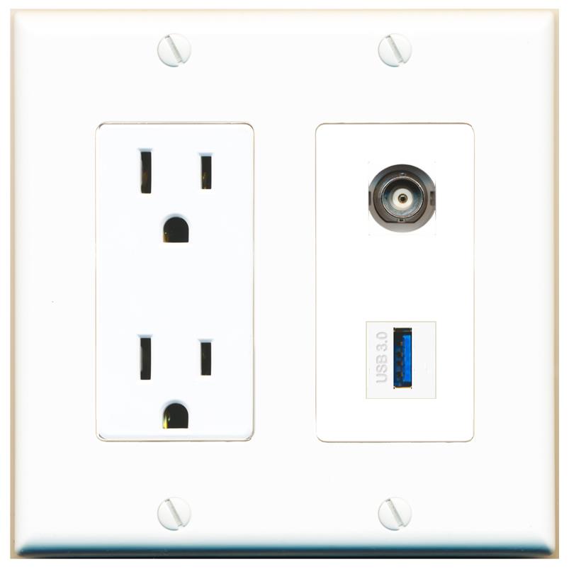 BNC USB-3 Wall Plate [White]