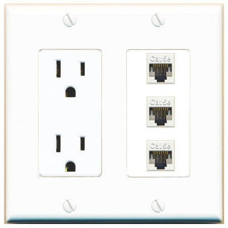 3 CAT5E Wall Plate [White]