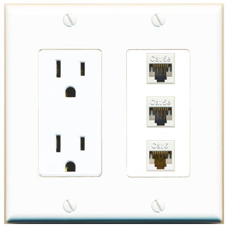 2 CAT5E 1 CAT6 Wall Plate [White]