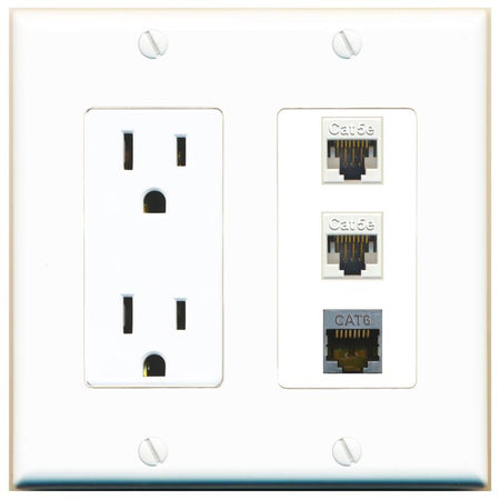 2 CAT5E 1 CAT6-SHIELDED Wall Plate [White]