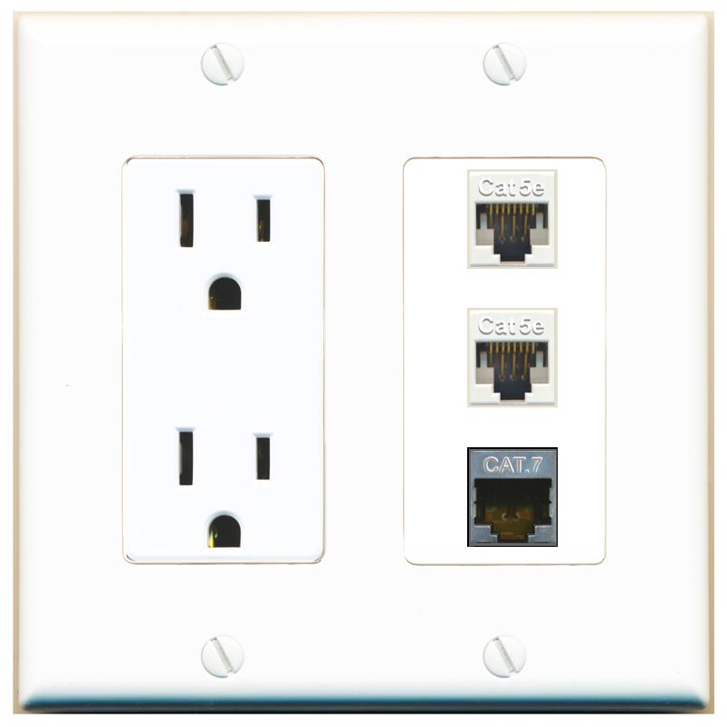2 CAT5E 1 CAT7 Wall Plate [White]