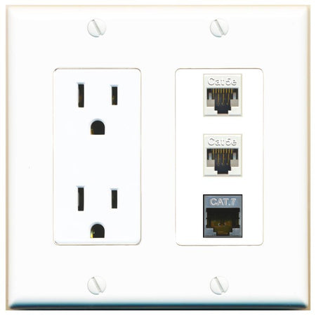 2 CAT5E 1 CAT7 Wall Plate [White]