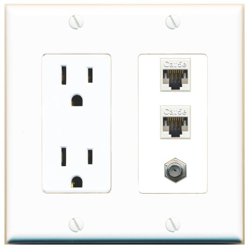 2 CAT5E 1 COAX Wall Plate [White]